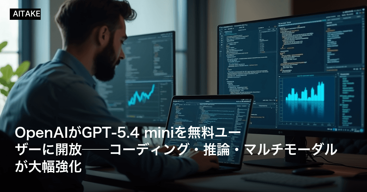 OpenAIがGPT-5.4 miniを無料ユーザーに開放──コーディング・推論・マルチモーダルが大幅強化