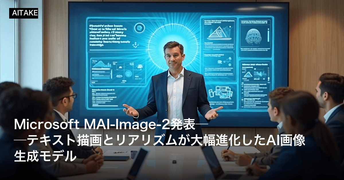 Microsoft MAI-Image-2発表──テキスト描画とリアリズムが大幅進化したAI画像生成モデル