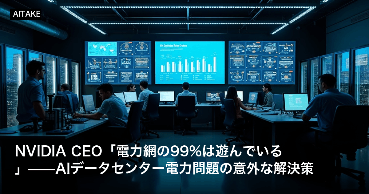 NVIDIA CEO「電力網の99%は遊んでいる」——AIデータセンター電力問題の意外な解決策
