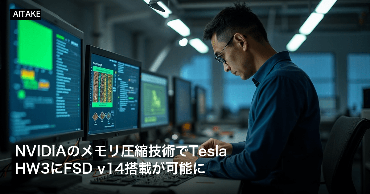 NVIDIAのメモリ圧縮技術でTesla HW3にFSD v14搭載が可能に