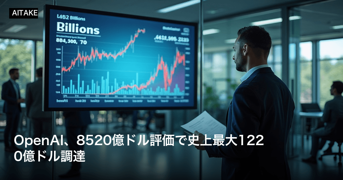 OpenAI、8520億ドル評価で史上最大1220億ドル調達