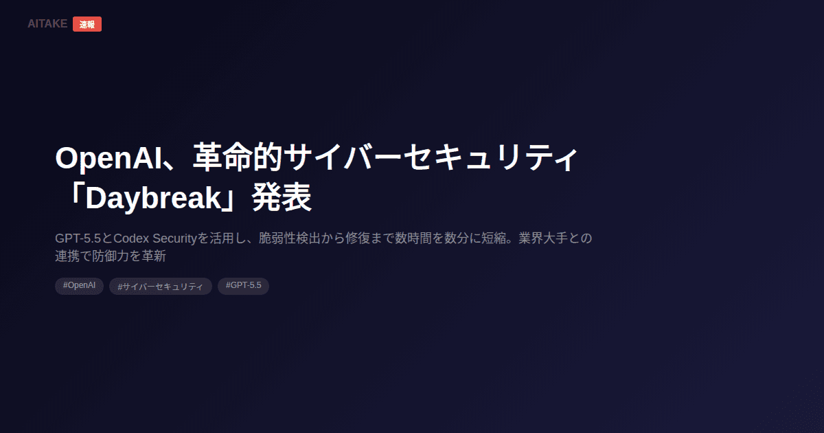 OpenAI、革命的サイバーセキュリティ「Daybreak」発表