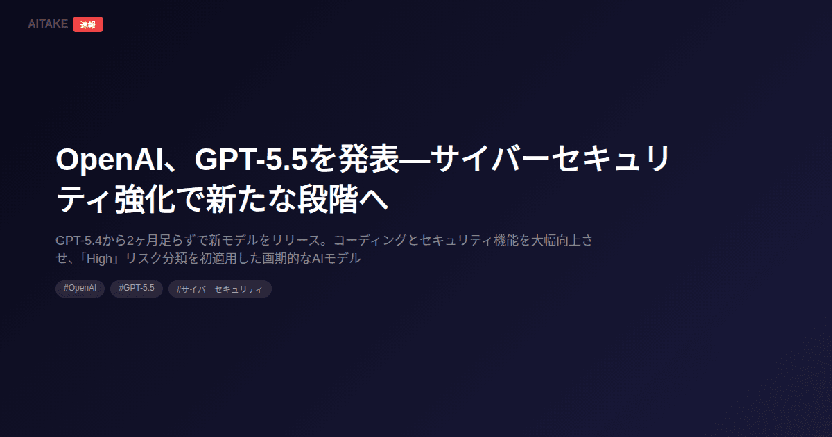 OpenAI、GPT-5.5を発表—サイバーセキュリティ強化で新たな段階へ