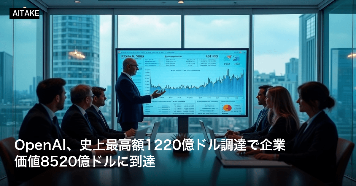 OpenAI、史上最高額1220億ドル調達で企業価値8520億ドルに到達