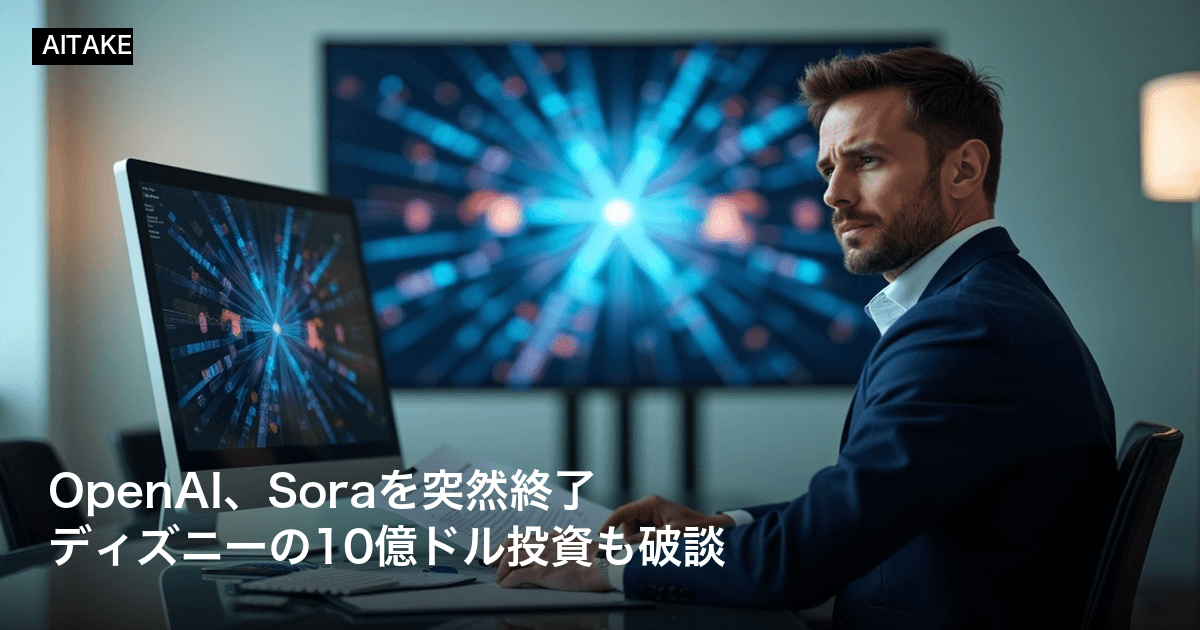 OpenAI、Soraを突然終了 ディズニーの10億ドル投資も破談