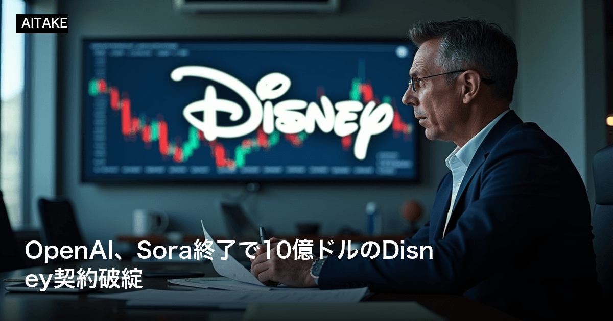 OpenAI、Sora終了で10億ドルのDisney契約破綻
