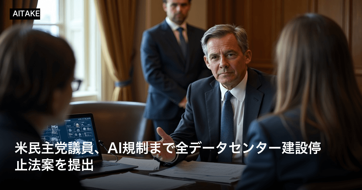 米民主党議員、AI規制まで全データセンター建設停止法案を提出