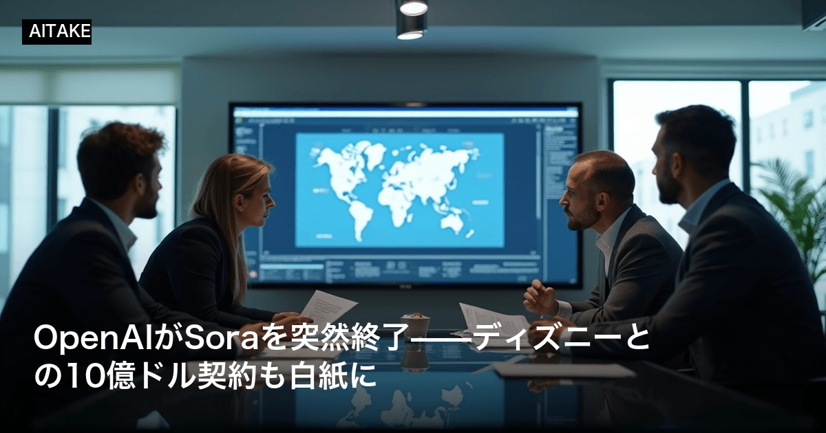 OpenAIがSoraを突然終了——ディズニーとの10億ドル契約も白紙に