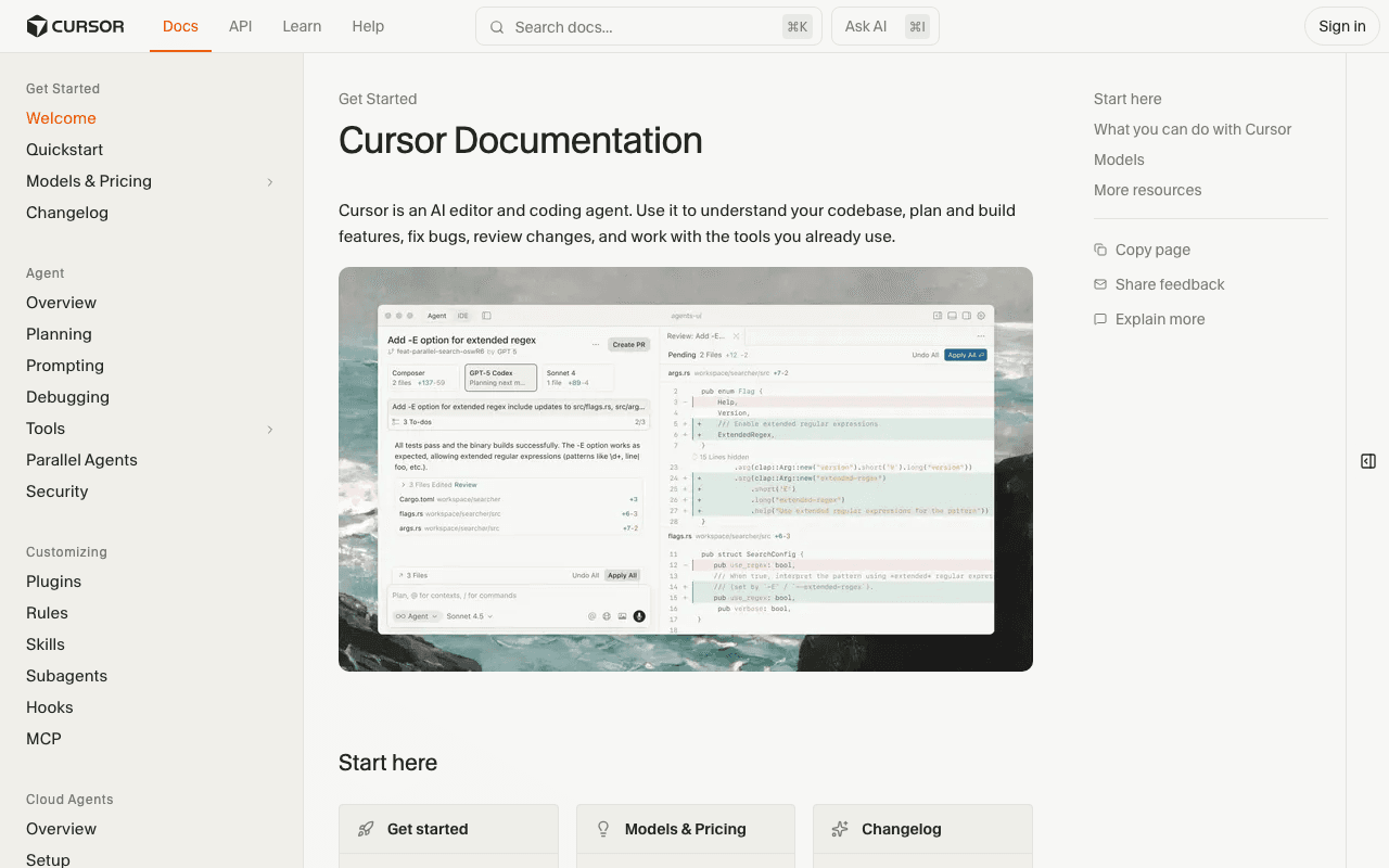 Cursorのドキュメント