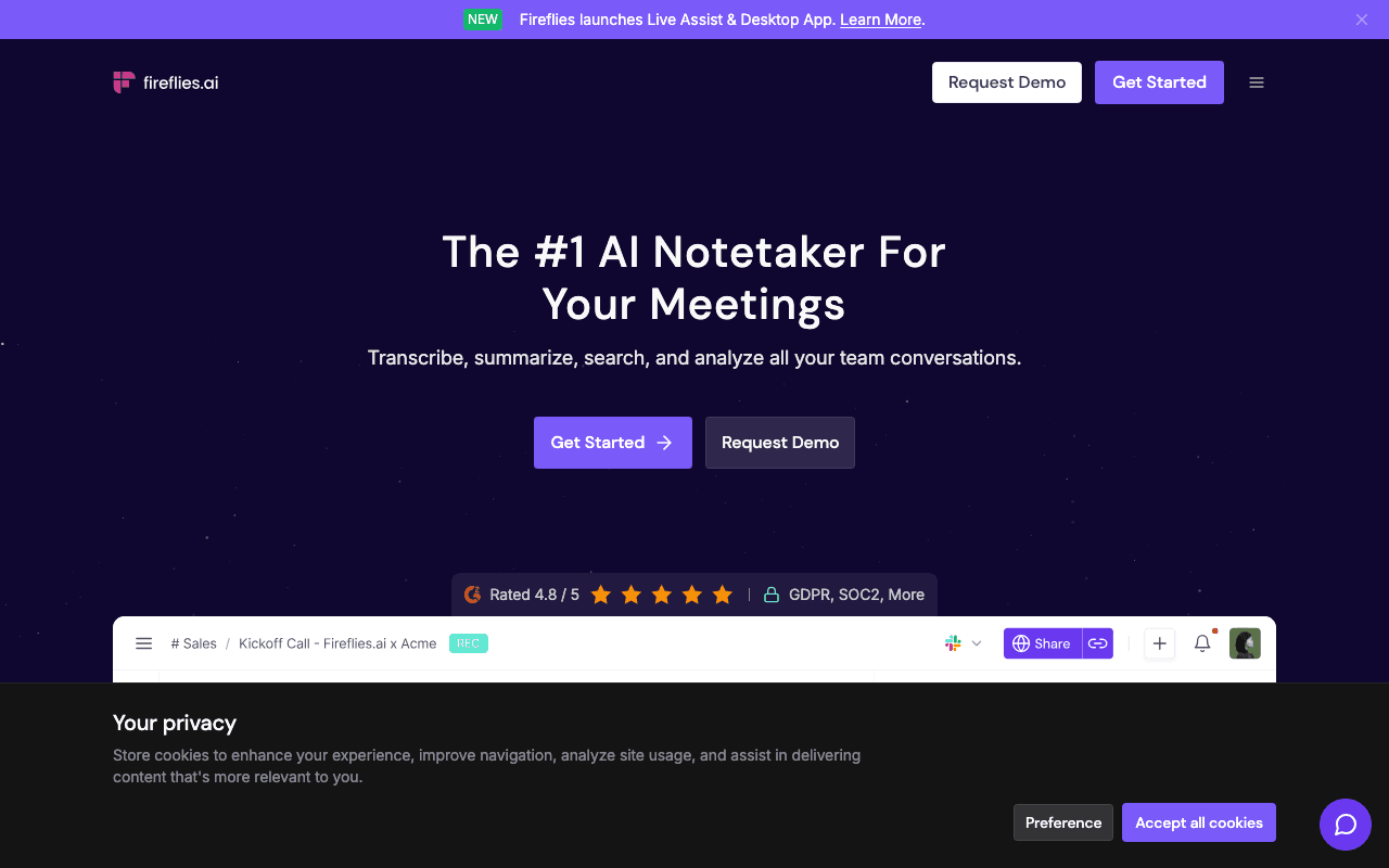 Fireflies.aiのトップページ